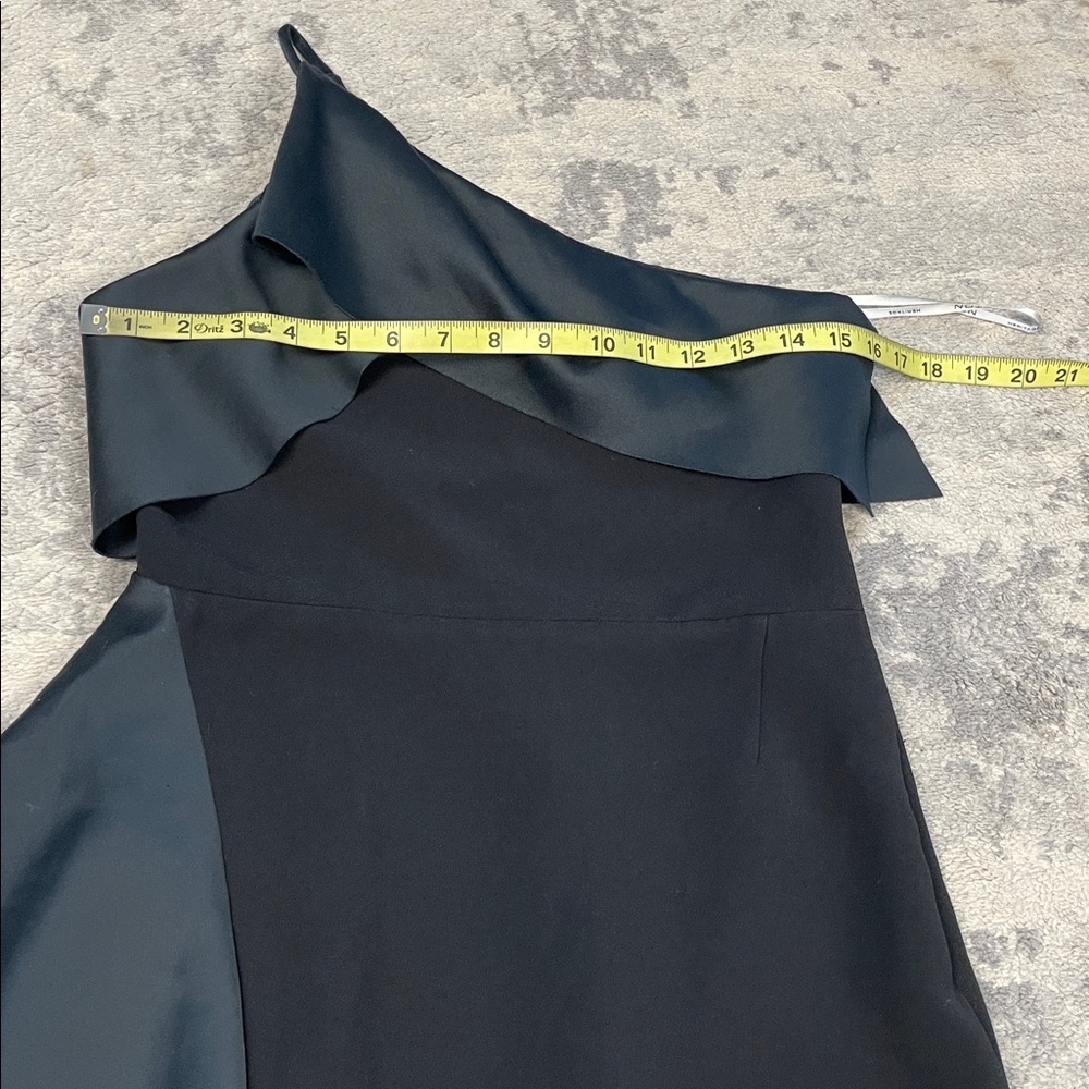 Halston Heritage Draped Column Gown Black Maxi Dress Ruffle Sz 4 - Picture 11 of 15